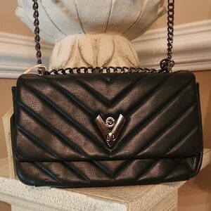 VALENTINO ORLANDI Elegant Black Quilted Chain Bag VEGAN LEATHER STYLISH PURSE